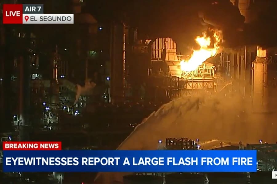 Massive fire erupts at Chevron refinery near Los Angeles