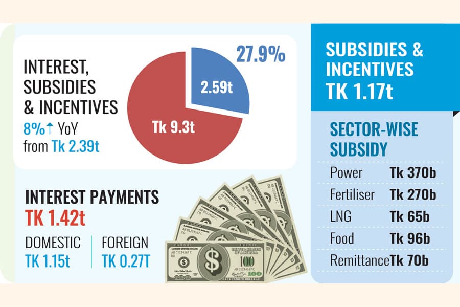 Interest payments, subsidies, incentives to swallow big pies