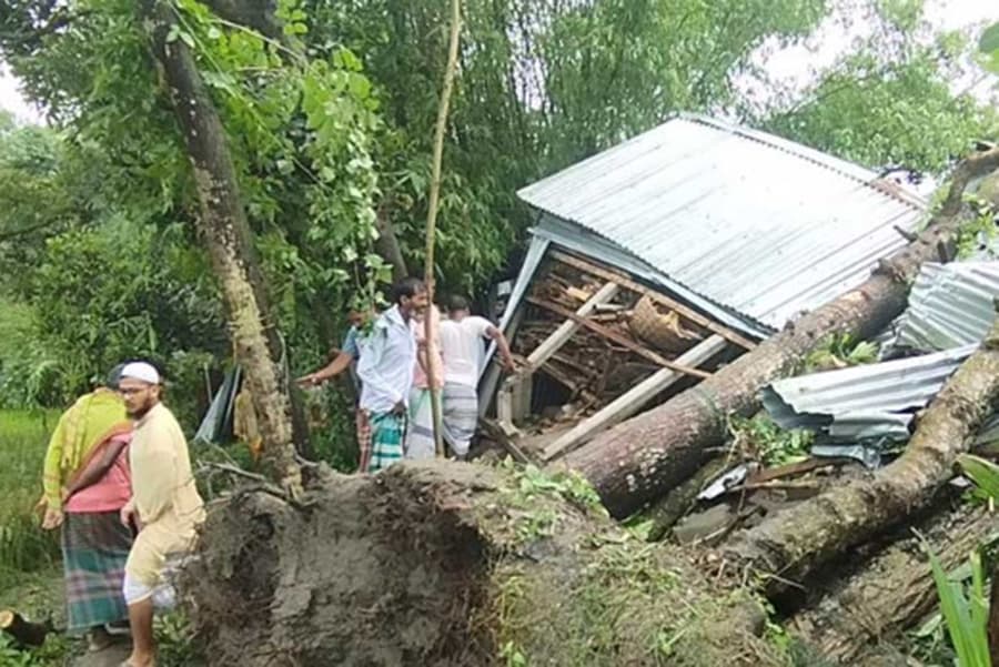 Three members of a family killed after tree falls on house during storm in Jamalpur