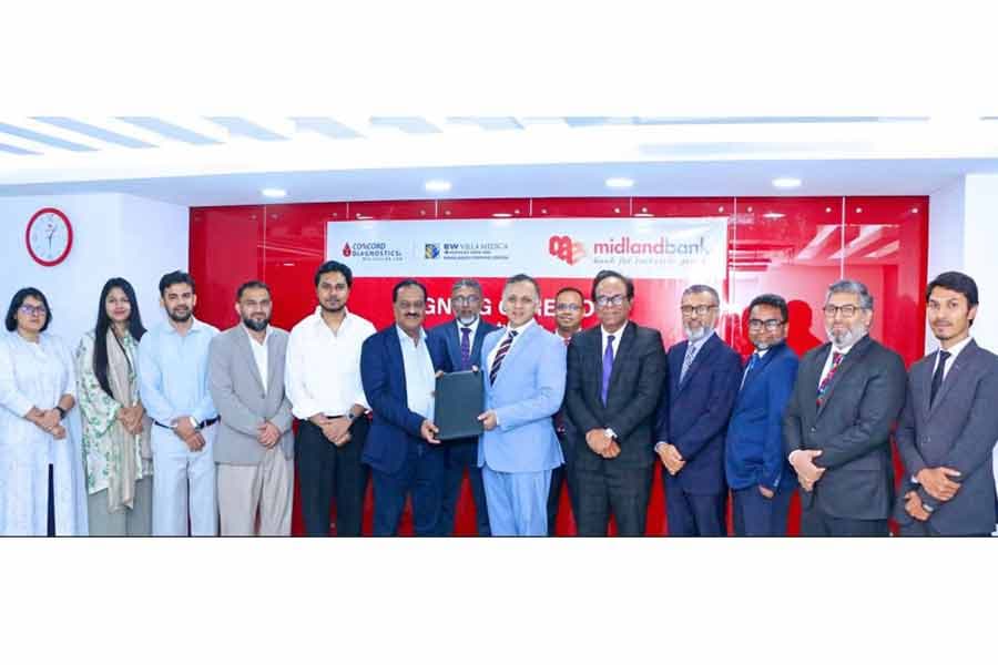 Midland Bank signs MoU with Concord Diagnostics & Molecular Lab BD Ltd and EW Villa Medica Bangladesh