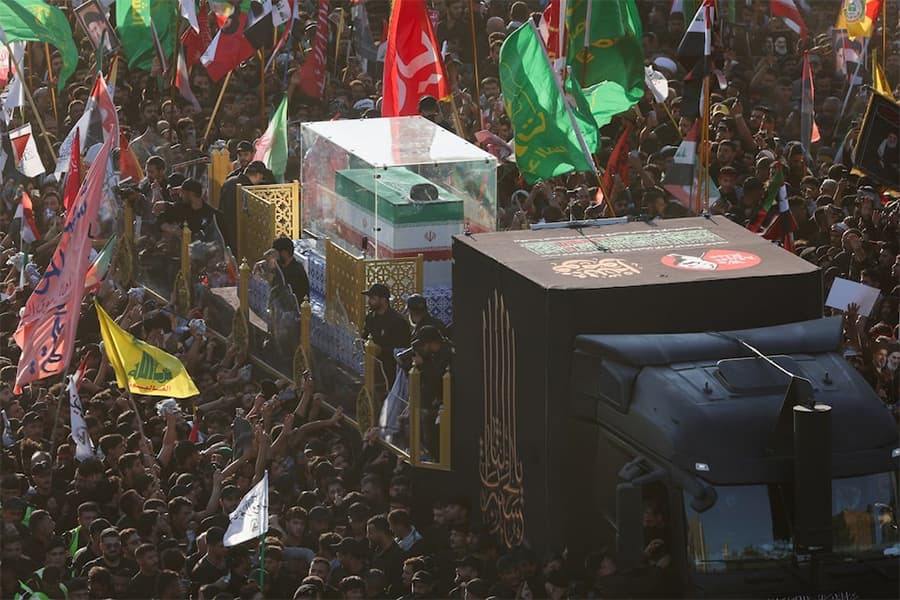 Thousands march as Khamenei's funeral procession crosses into Iraq