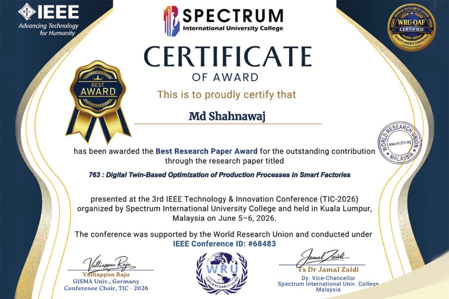 PSU researcher Md Shahnawaj leads team to international 'Best Paper Award' at IEEE Conference