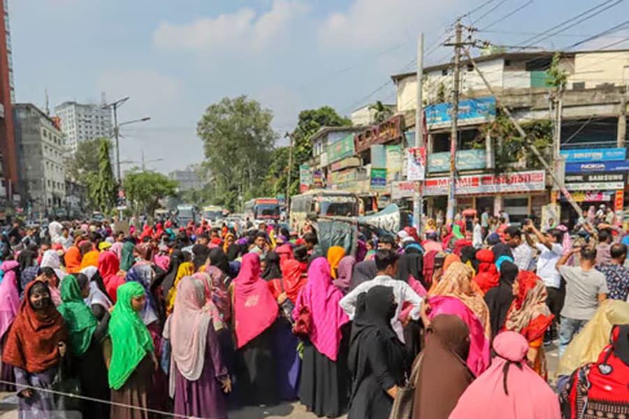 Garment workers protest on Dhaka-Aricha highway, halting traffic for over three hours