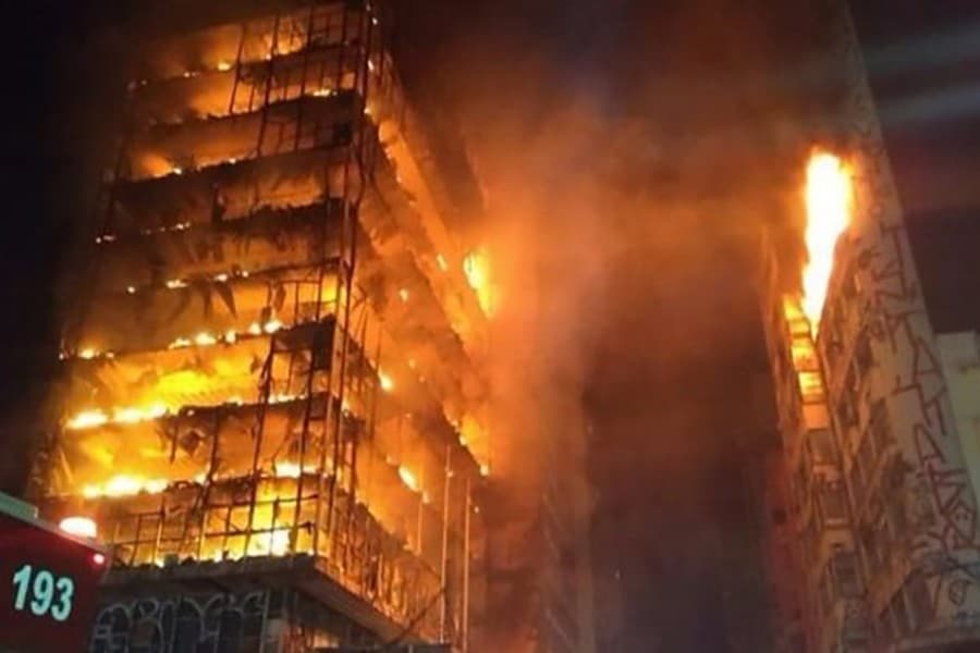 High-rise in Sao Paulo dramatically collapses after fierce fire; at least one dead