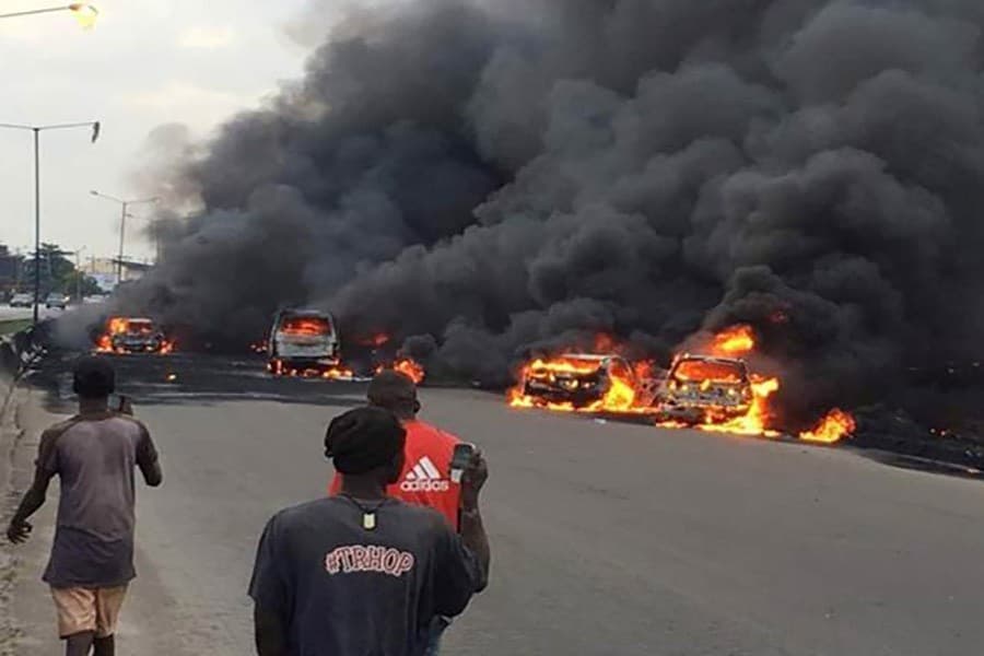 Nigerian oil tanker fire kills nine