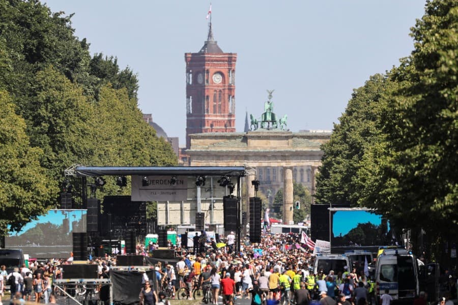 Thousands march in Berlin against coronavirus curbs