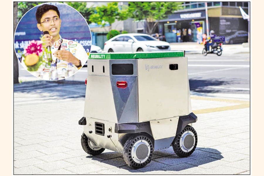 A Bangladeshi behind self-driving robots