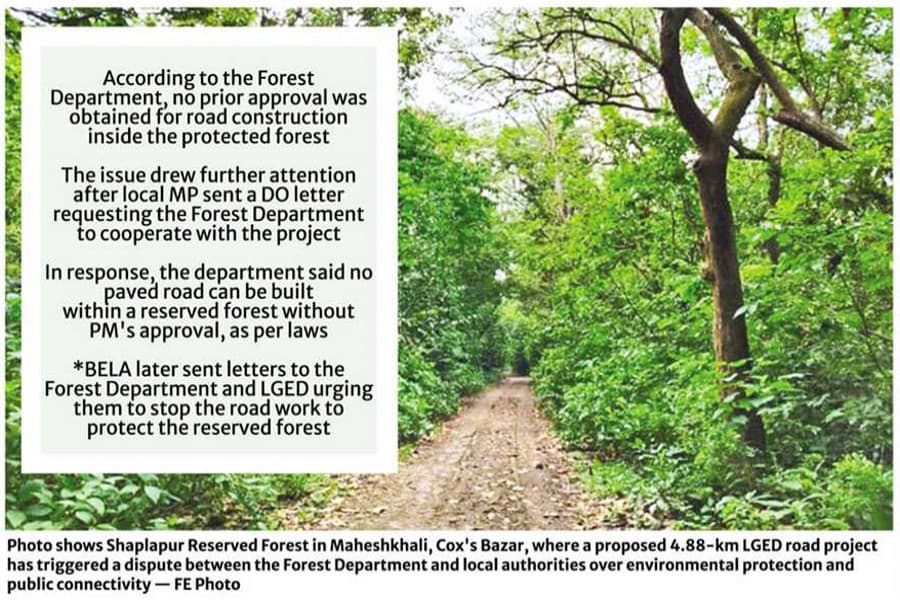 LGED, forest dept at odds over constructing a paved road