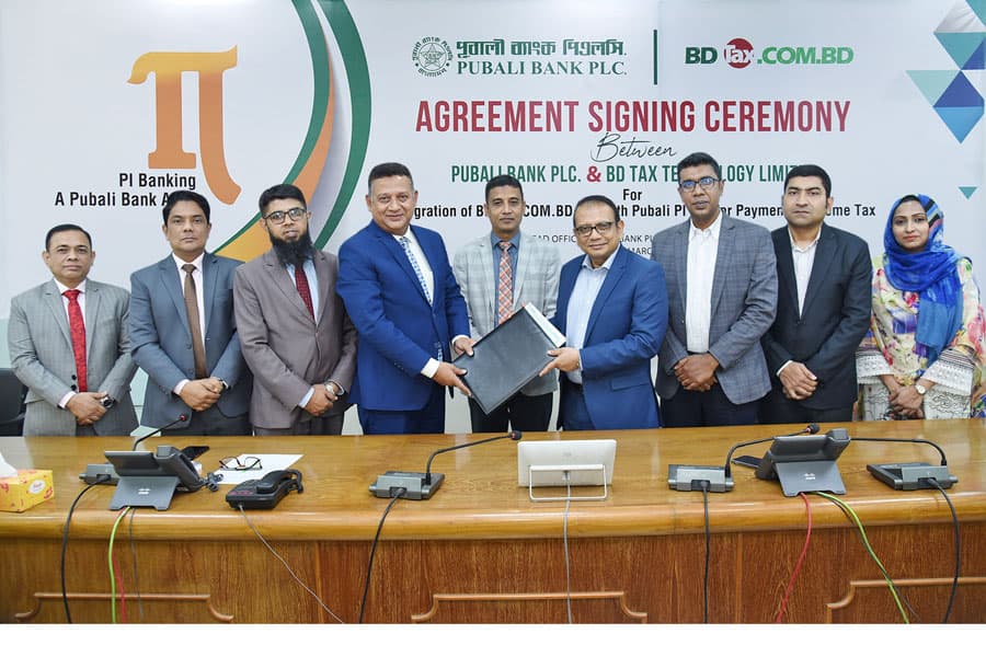 Pubali Bank PLC signs agreement with BD Tax Technology Ltd