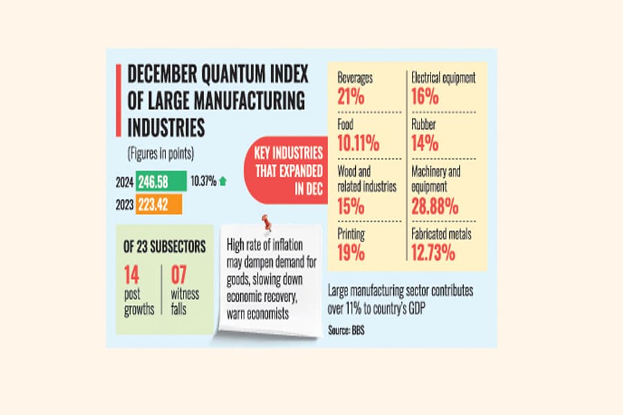 Large industries see double-digit growth in Dec riding on RMG