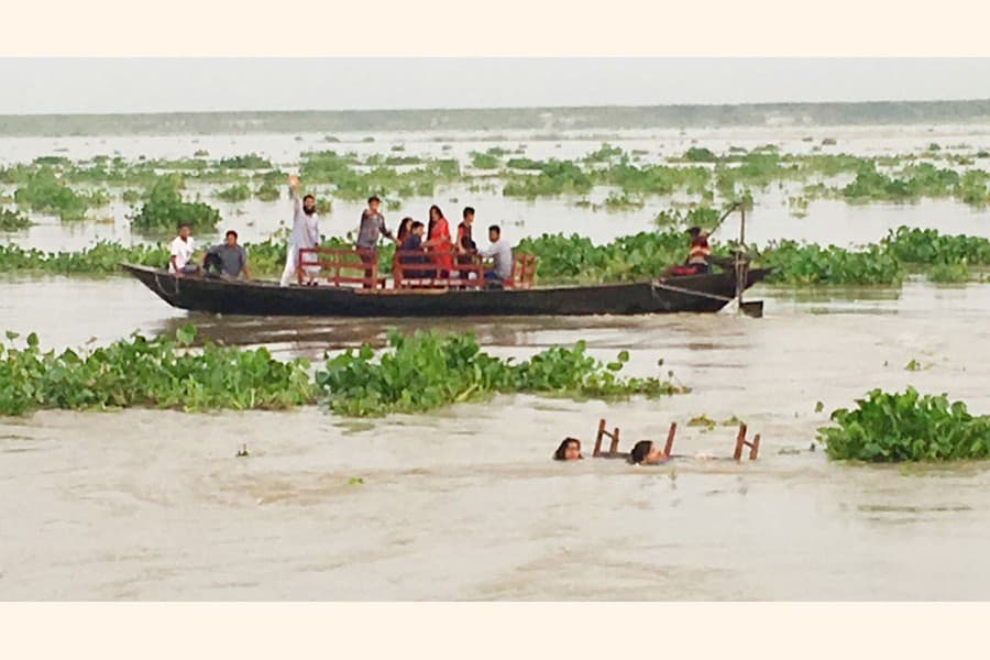 Pleasure trips by boats in Padma becomes risky