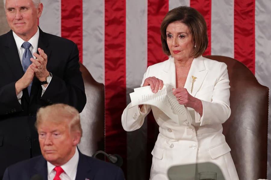 Trump-Pelosi feud erupts during speech to US Congress as impeachment trial nears end