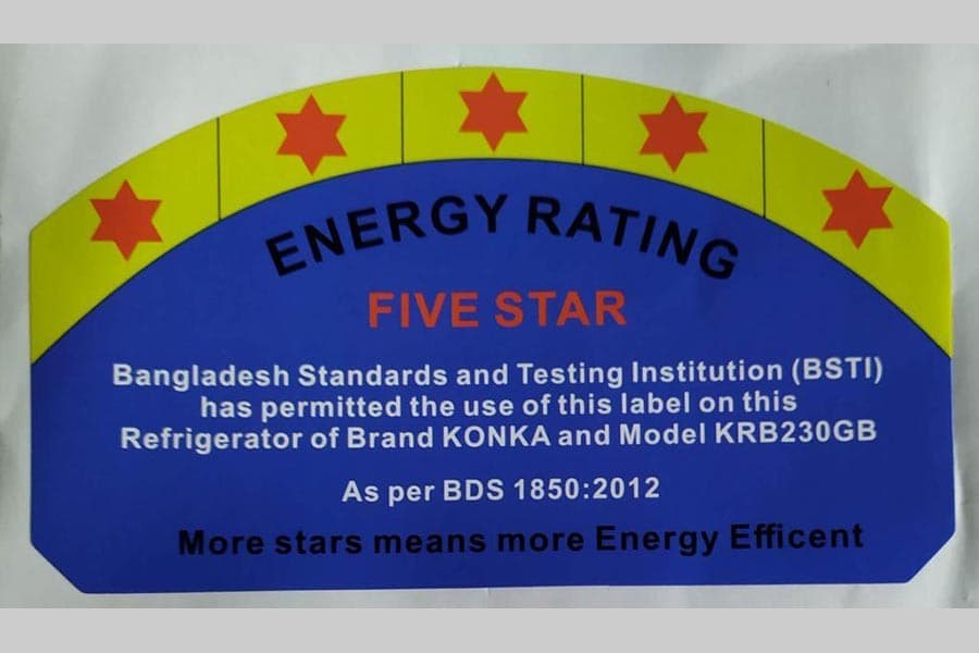 BSTI gives approval to put 5-star Energy Rating Label on Konka refrigerators, freezers